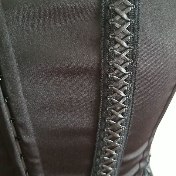 Charlotte Russe, NWT, black corset, size L, snap back, tie front, Y2K, Brittany - Picture 7 of 16